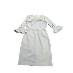 Donna Morgan Blue Bell Sleeve Sheath Dress US 6 Wedding Guest Cocktail Career